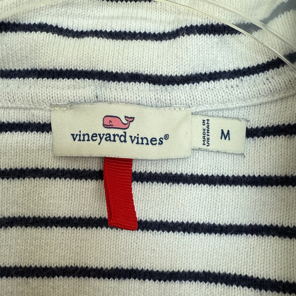Vineyard Vines Dreamcloth Women’s Striped Quarter-Zip Pullover with Flag Patch. - Picture 6 of 13